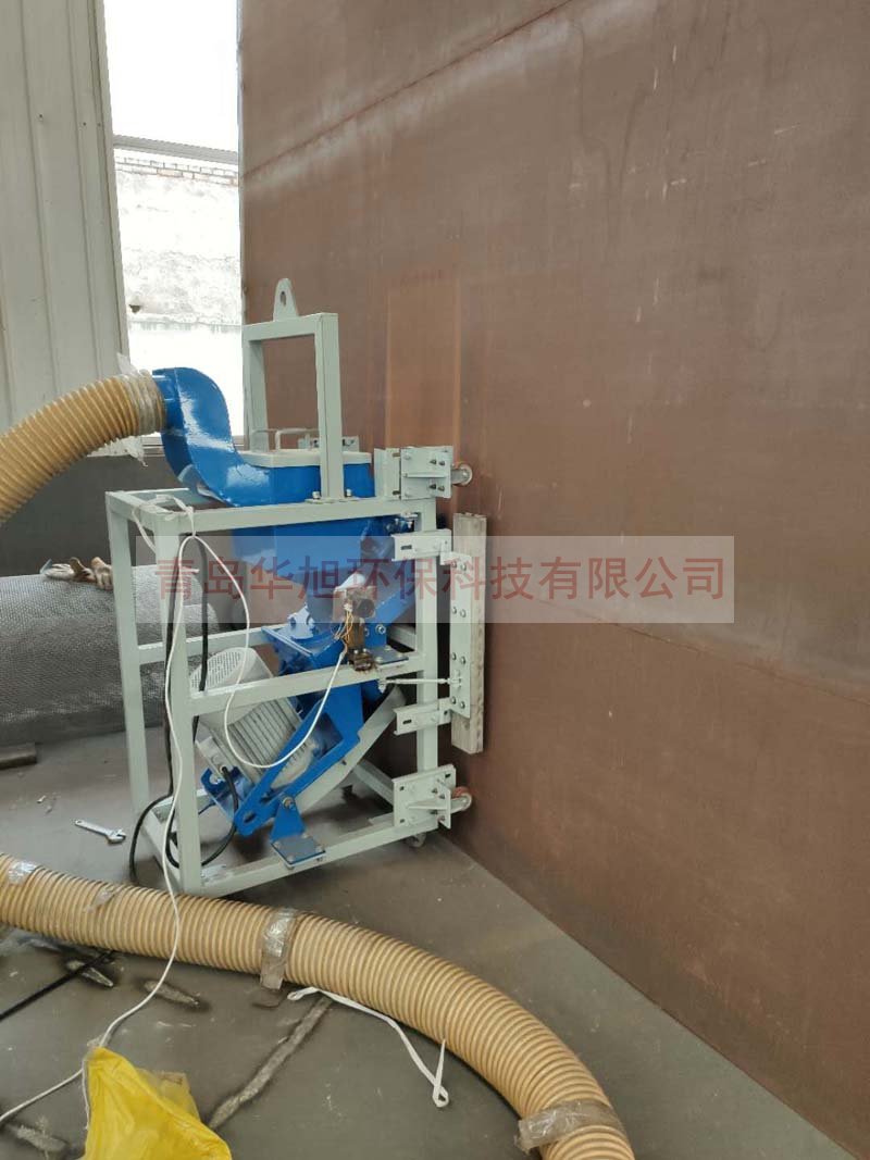 油罐外壁拋丸機發(fā)貨前試機現(xiàn)場